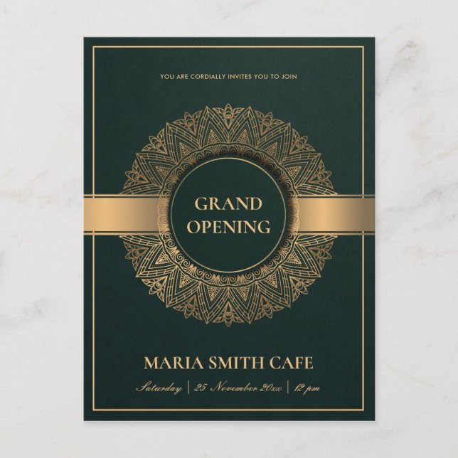 OR VERT ORNATE MANDALA GRAND OUVERTURE INVITATION (Devant)