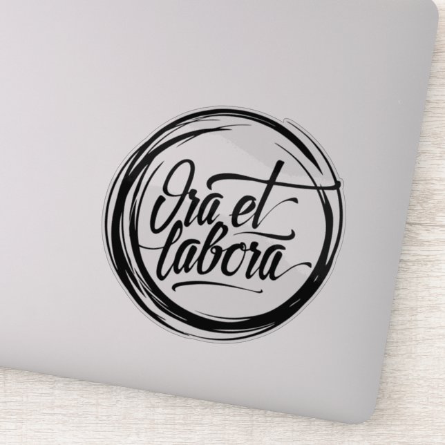 Ora et labora aufkleber (Detail)