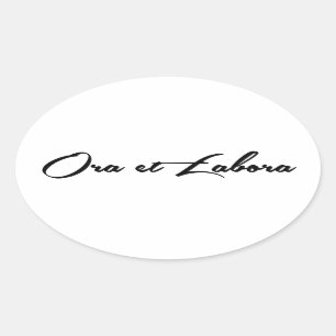 Ora und Labora Ovaler Aufkleber