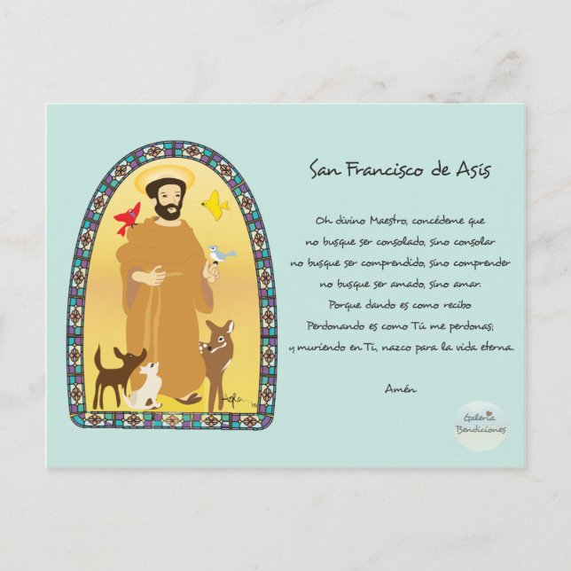 Oración San Francisco de Asís Postkarte (Vorderseite)
