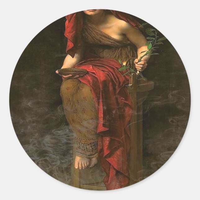 Oracle Priesterin von Delphi Pythia in Hoheprieste Runder Aufkleber (Vorderseite)