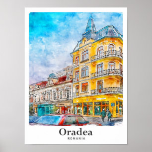 Oradea Rumänien Reisen Wasserfarbenhandzeichnung Poster