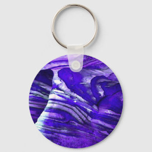 Oraganic Blue Waving Stones Keychain Schlüsselanhänger