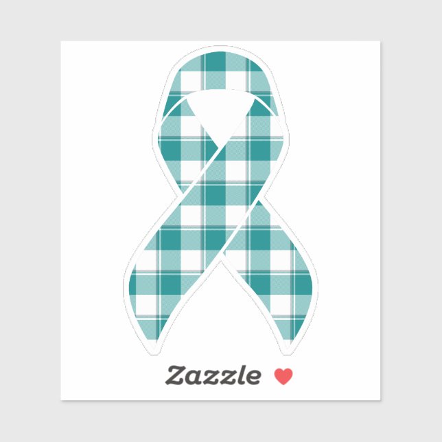 Oral Cancer Awareness Plaid Teal Ribbon Aufkleber (Blatt)