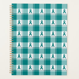 Oral Cancer Awareness Plaid Teal Ribbon Planer