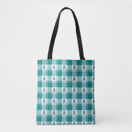 Oral Cancer Awareness Plaid Teal Ribbon Tasche