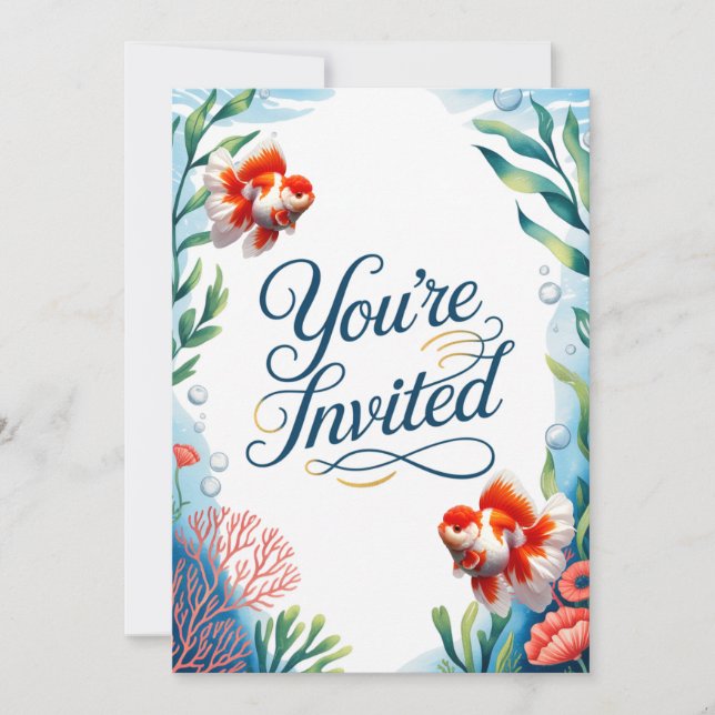 Oranda Goldfish Mariage Party Poisson Invitation (Devant)