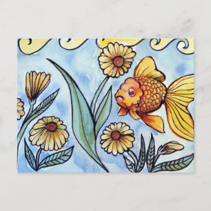 Oranda-Zierfisch-Illustration Postkarte