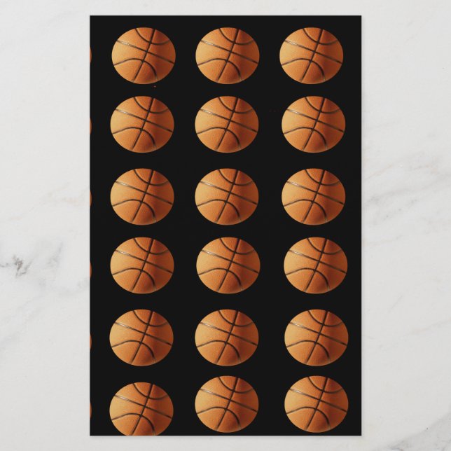 Oranes schwarzes Basketballmuster, Briefpapier (Vorderseite)