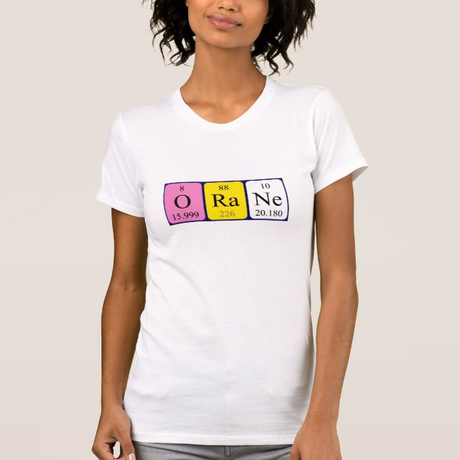 Oranes Shirt für die periodische Tabellenbezeichnu (Vorderseite)