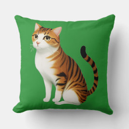 Orang und Black Stripes Cat Kissen