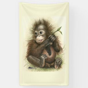 Orang-Utan-Baby mit Blättern Banner