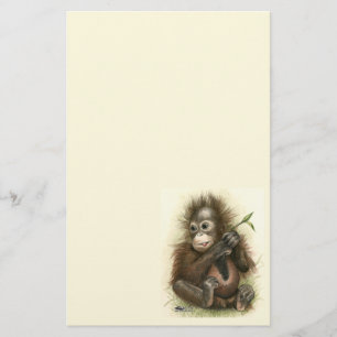 Orang-Utan-Baby mit Blättern Briefpapier