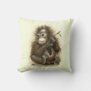 Orang-Utan-Baby mit Blättern Kissen
