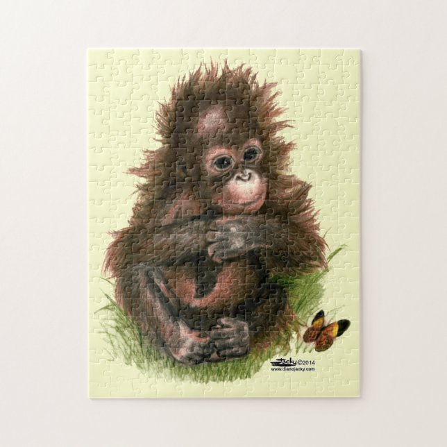 Orang-Utan Baby und Schmetterling (Vertikal)