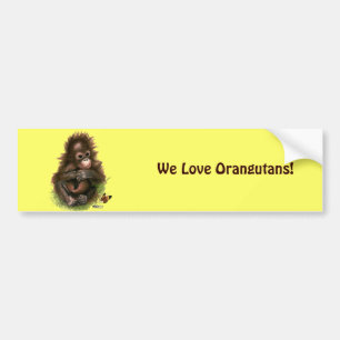 Orang-Utan-Baby und Schmetterling Autoaufkleber
