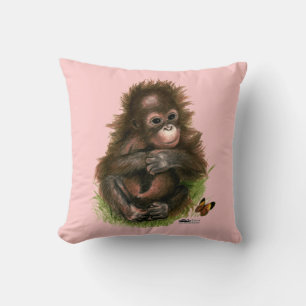 Orang-Utan-Baby und Schmetterling Kissen