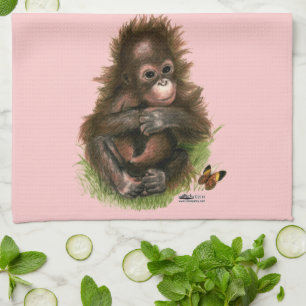 Orang-Utan-Baby und Schmetterling Küchentuch