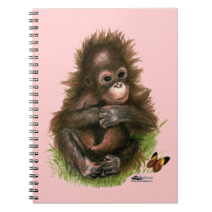 Orang-Utan-Baby und Schmetterling Notizblock