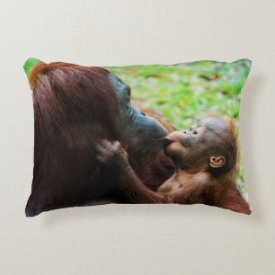Orang-Utan-Mutter und Baby Zierkissen
