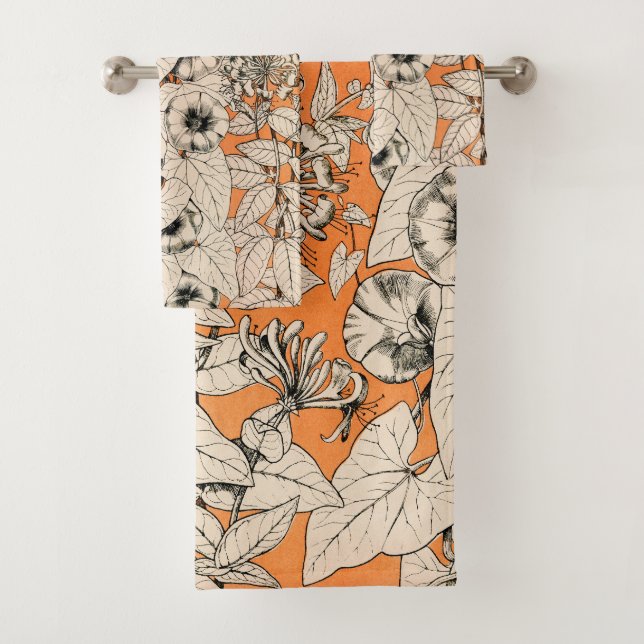 Orang White Graphics Blume Muster Badhandtuch Set (Insitu)