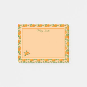 Orangales Zitrus-Rand Botanisches Design Post-it Klebezettel