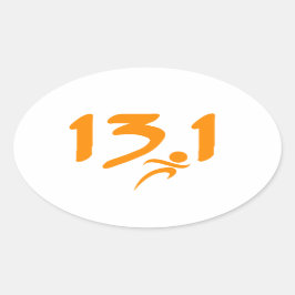 Orange 13,1 Halbmarathon Ovaler Aufkleber