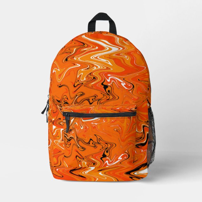 Orange #1 Swirl Art Bedruckter Rucksack (Vorderseite)