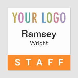 Orange 2x2 Badge personnel Événement Logo Pin ou M