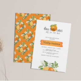 Orange 3 kleine Süssen Triplets Babydusche Einladung