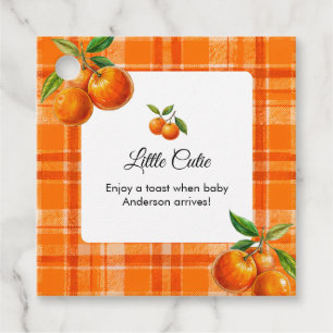 Orange 3D Citrus Kariert Handgezogene Babydusche Geschenkanhänger