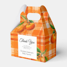 Orange 3D Citrus Kariert Handgezogene Babydusche
