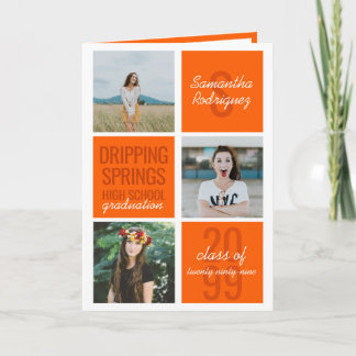 Orange 4-Foto Fun Boxes Abschluss Einladung