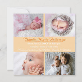 Orange 4 Photos - Faire-part de naissance