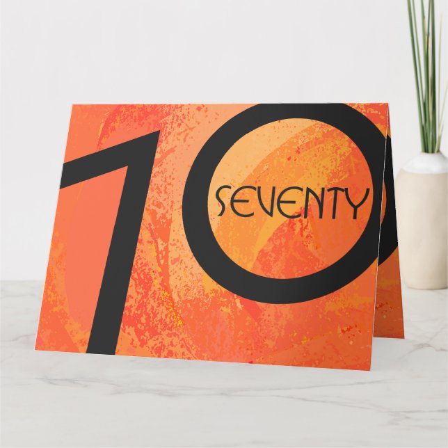Orange 70 Decade Geburtstag Karte (Vorderseite)