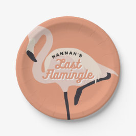 Orange 70er Flamingo Last Flamingle Brautparty Pappteller