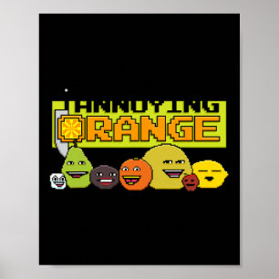 Orange 8-Bit Video Game Style Poster
