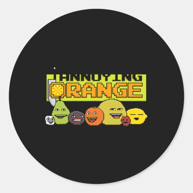 Orange 8-Bit Video Game Style Runder Aufkleber (Vorderseite)