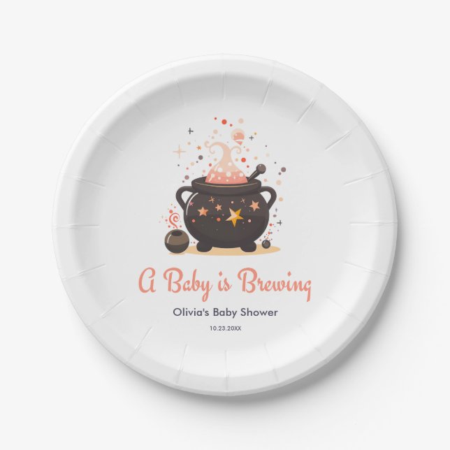 Orange A Baby brütet Halloween Baby Dusche Pappteller (Vorderseite)