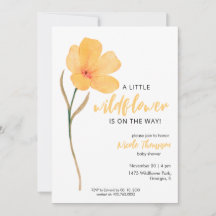 Orange A Little Wildflower On The Way Baby Shower