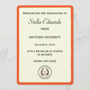 Orange Abschluss-Mitteilungs-runde Ecken Ankündigung