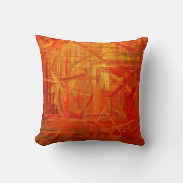 Orange Abstrakt Art Malerei 2 Kissen (Vorderseite)