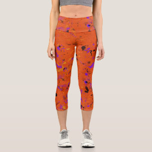 Orange Abstrakt Capri Leggings