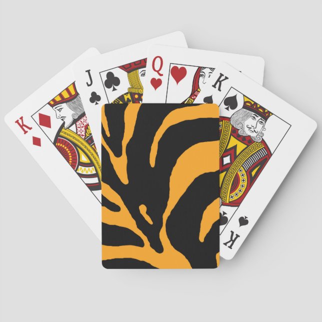 Orange Abstrakt Zebra Streifen Spielkarten (Rückseite)