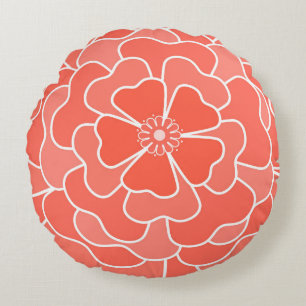 Orange abstrakte Blume Rundes Kissen