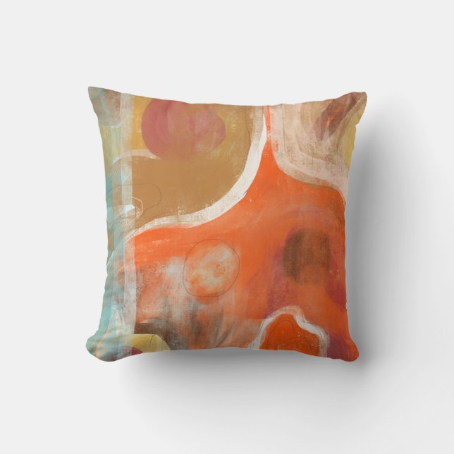 Orange abstrakte moderne Kunst-Kissen Kissen (Vorderseite)