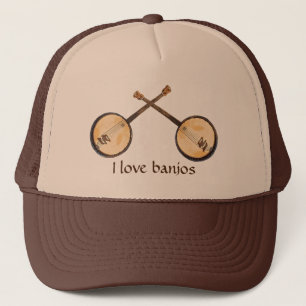 Orange abstrakter Banjo-Musik-Instrument-Hut Truckerkappe