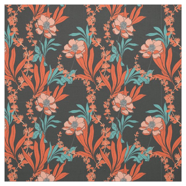 Orange abstraktes Blumenmuster Stoff (Muster)