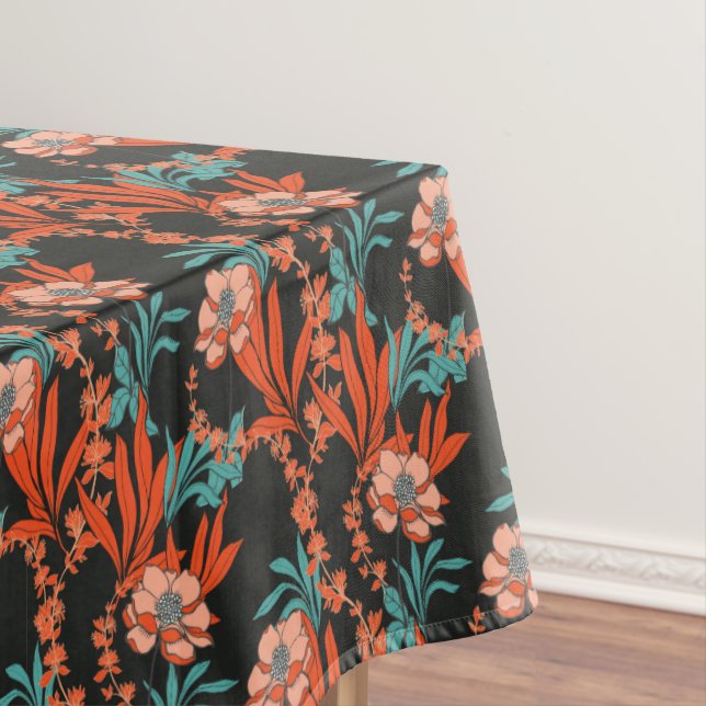 Orange abstraktes Blumenmuster Tischdecke (Beispiel)