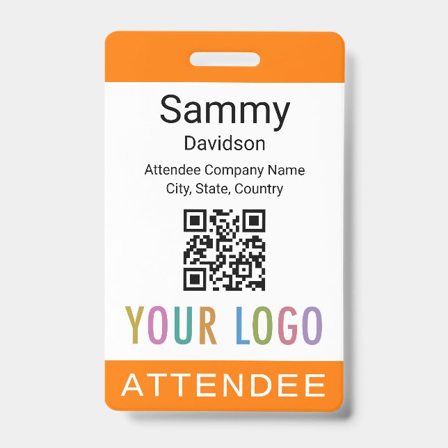 Orange Abzeichen Event Guest QR-Logo Ausweis (Vorderseite)